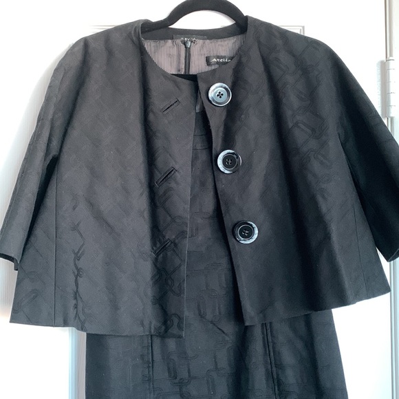 Atelier Black Two Piece Cropped Blazer and Sleeveless Dress with Pockets - Picture 2 of 13